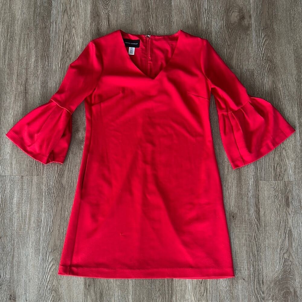 Donna Morgan Bell Sleeve Dress Red Size 6 Lined Business Casual Workwear